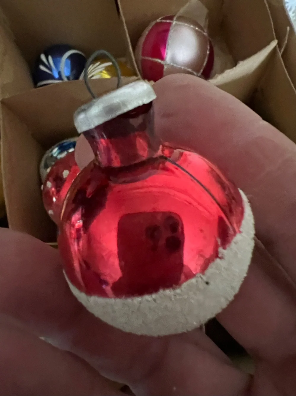 Incredible Lot Vintage Mercury glass indent flocked Christmas ornaments feather